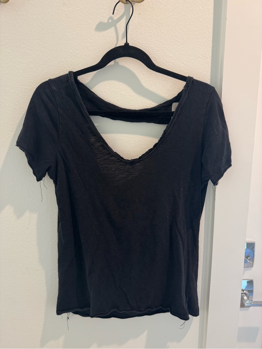 Chaser Black V-Neck Short Sleeve Women's Top